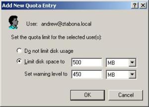 Figure 5: Adding a new quota entry